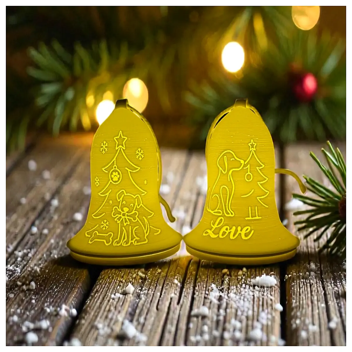 christmas lithography tea candle holder bell dog ornament