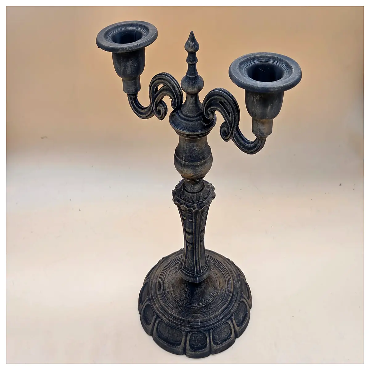 rustic double candle holder for dining table vintage metal taper decor