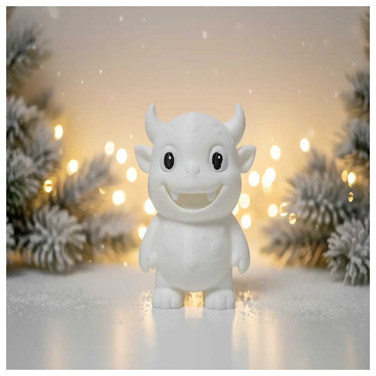 cute white horned figurine collectible toy for desk decor