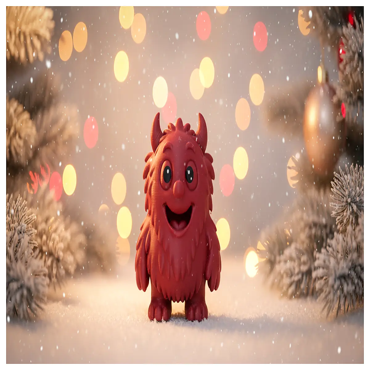 cute smiling furry horned christmas decoration ornament for tree mantel holiday gift decor