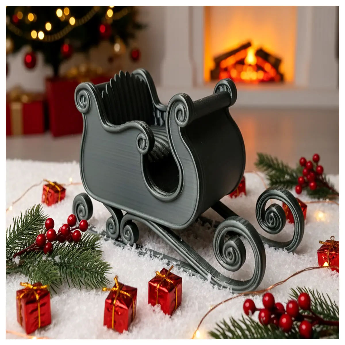elegant miniature sleigh decoration for christmas tree holiday table centerpiece vintage style winter wonderland decor