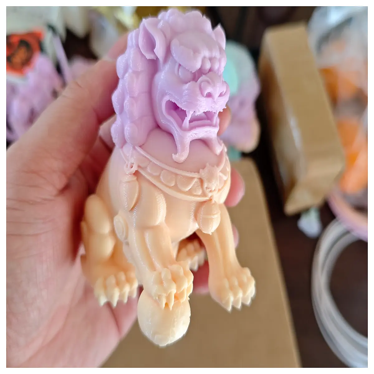 printed stone lion statue diy assembly toy home desk decor resin figurine collectible gift