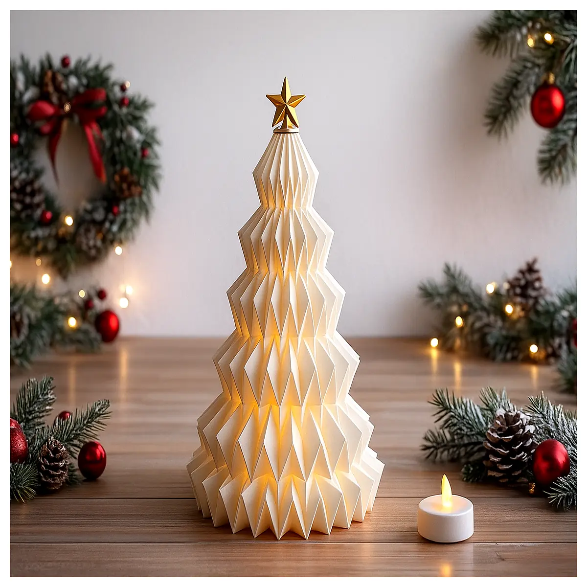 mini origami christmas tree for desk paper craft holiday decor small festive tabletop ornament