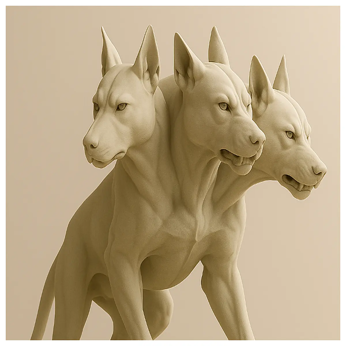 three headed dog statue garden decor mythological home accent piece