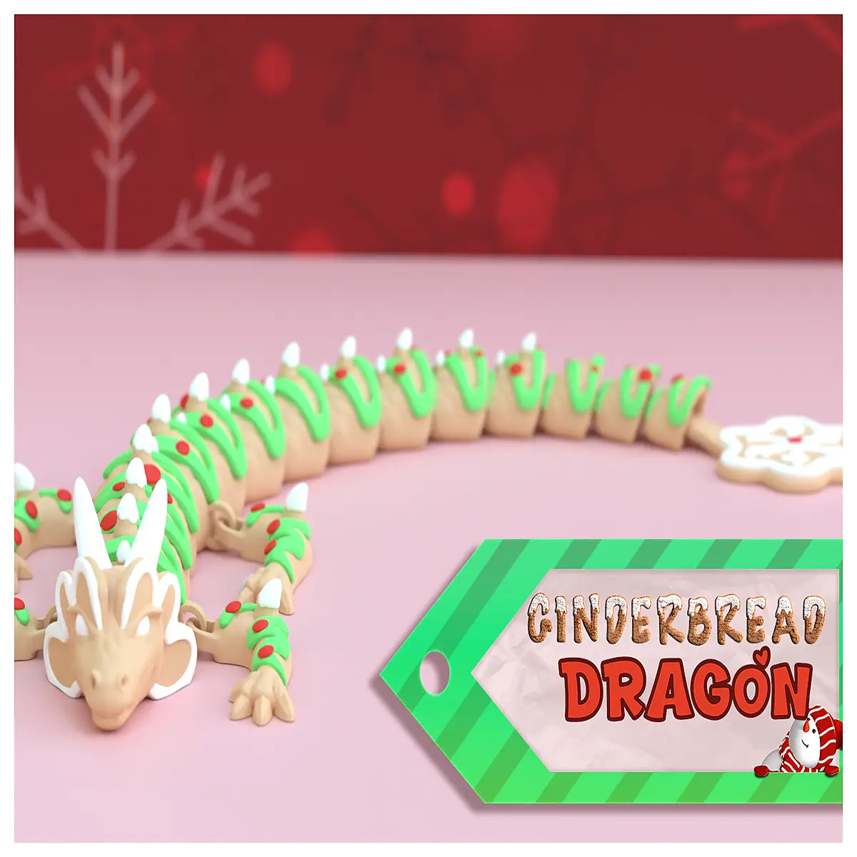 articulated gingerbread dragon toy movable joints holiday decoration