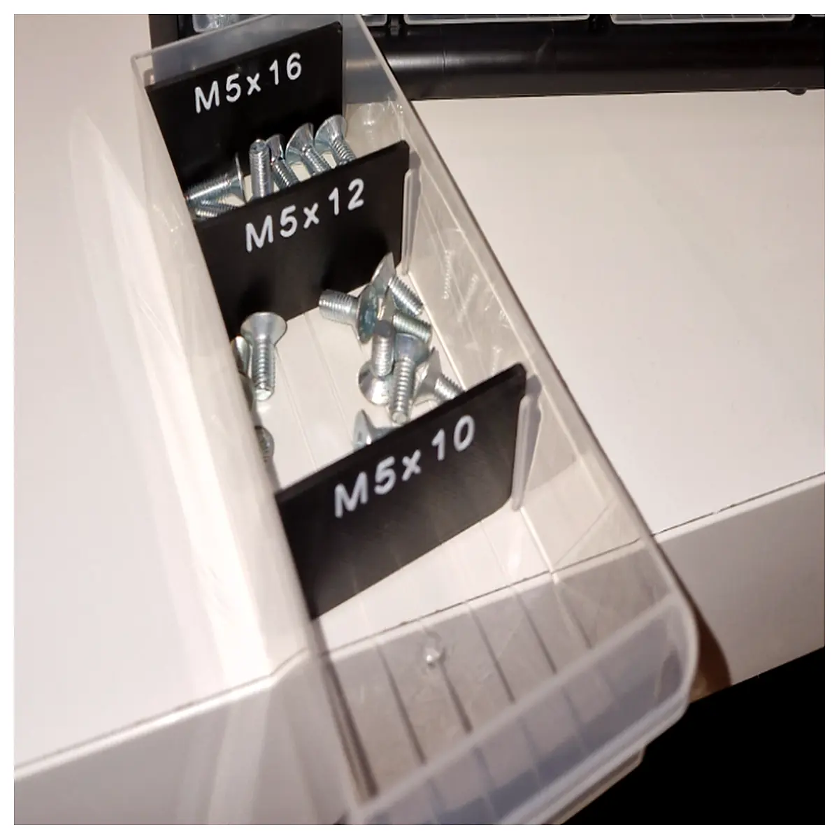 plastic storage bins with dividers and labels for closet organization office desk accessories pantry shelf separators