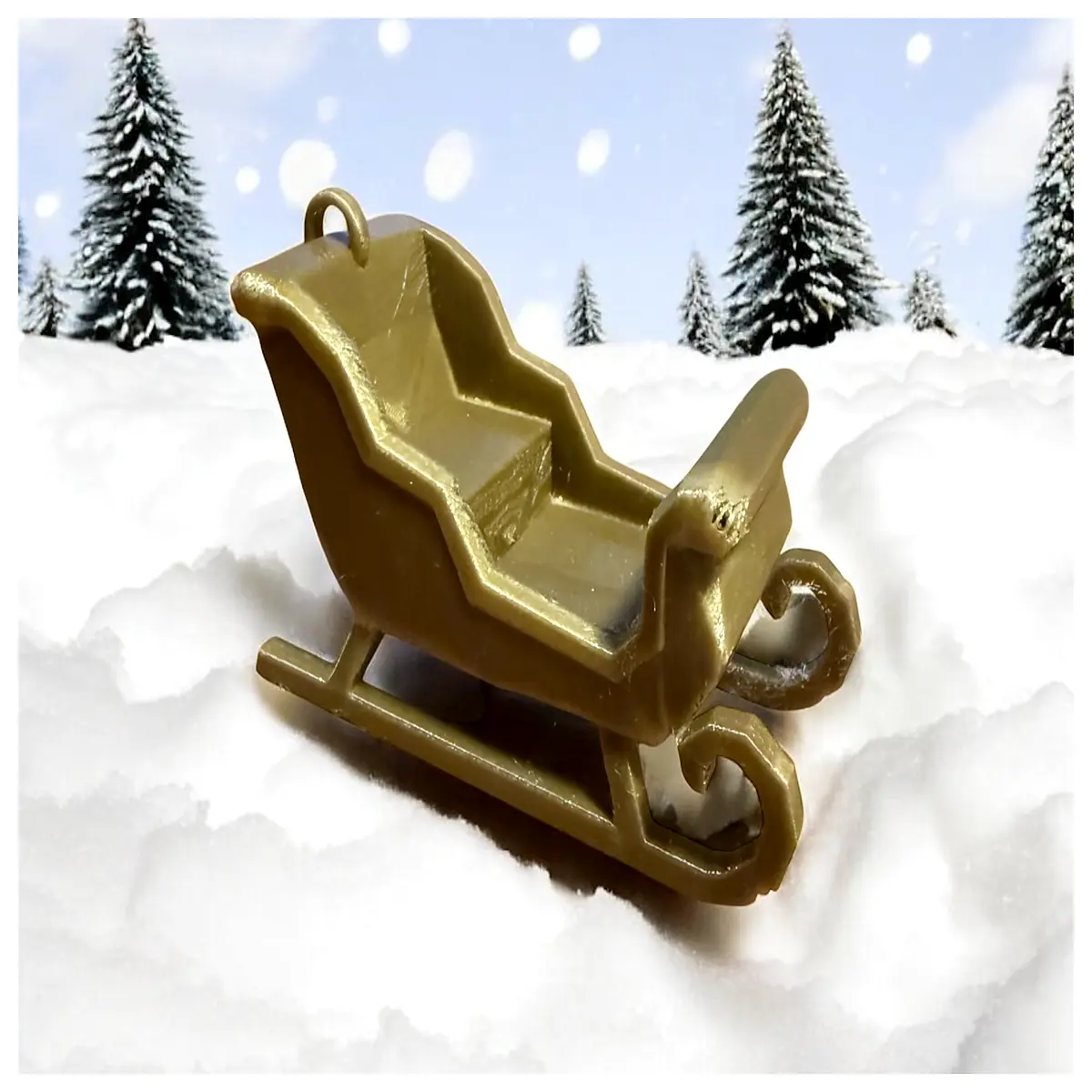 geometric santa sleigh ornament modern minimalist xmas tree decoration triangle shape holiday decor