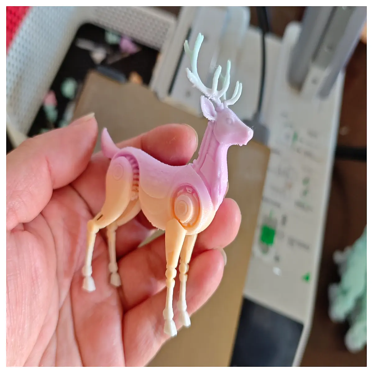printed christmas reindeer figurine mechanical moving parts desktop decor holiday kids students