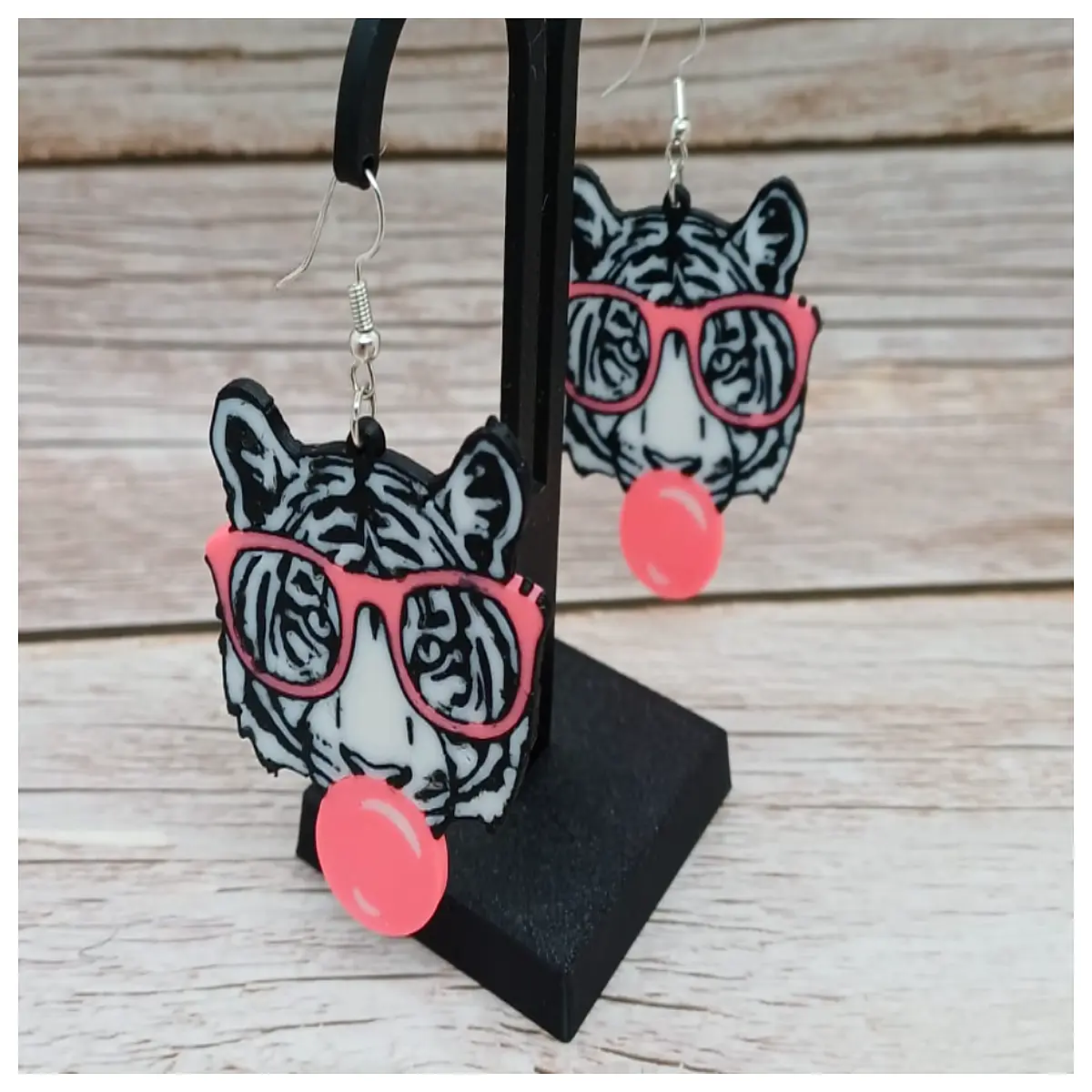 cute tiger bubble earrings for women playful animal stud jewelry fun cartoon style