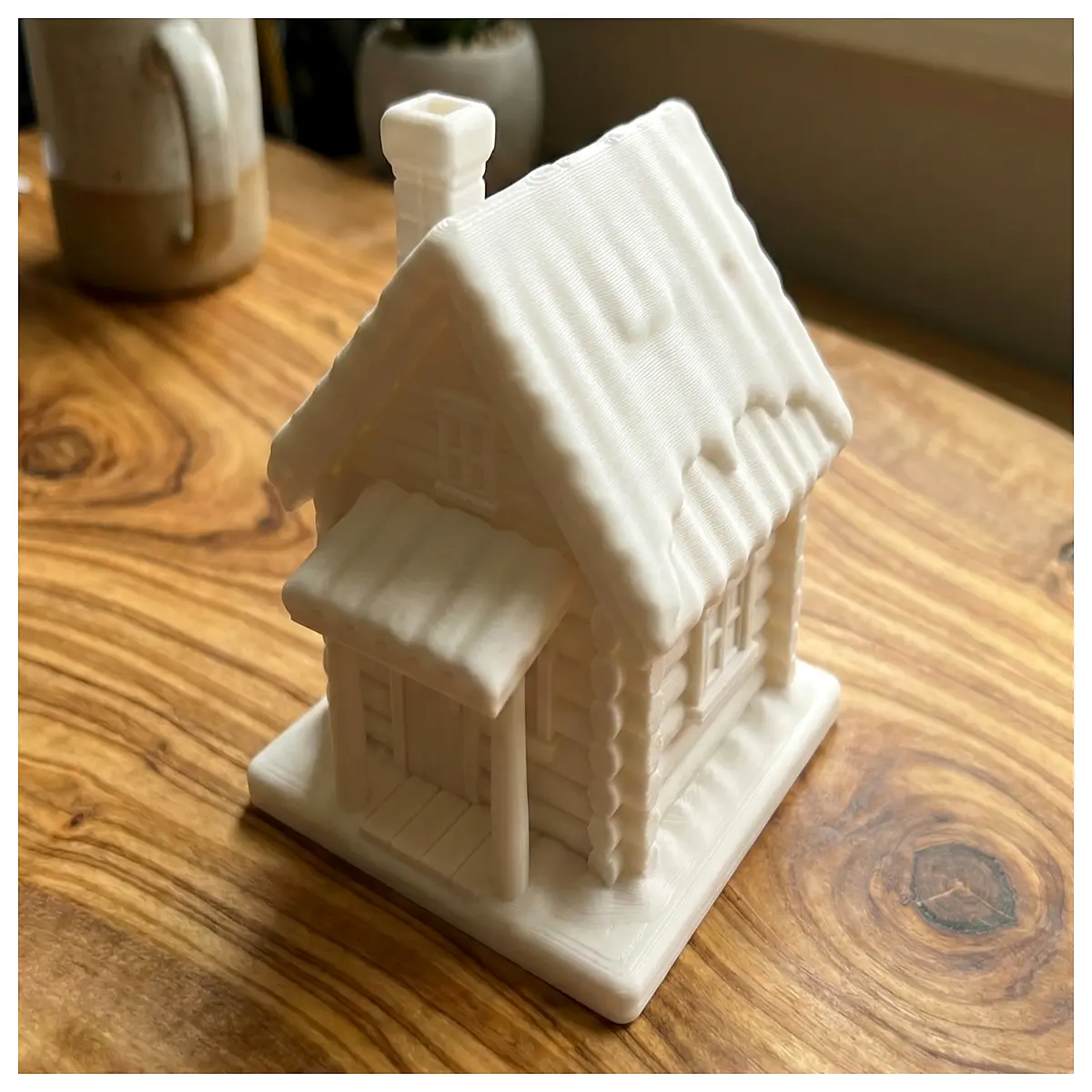 cozy winter cabin aesthetic decor rustic wooden house ornament for holiday shelf warm snow scene miniature