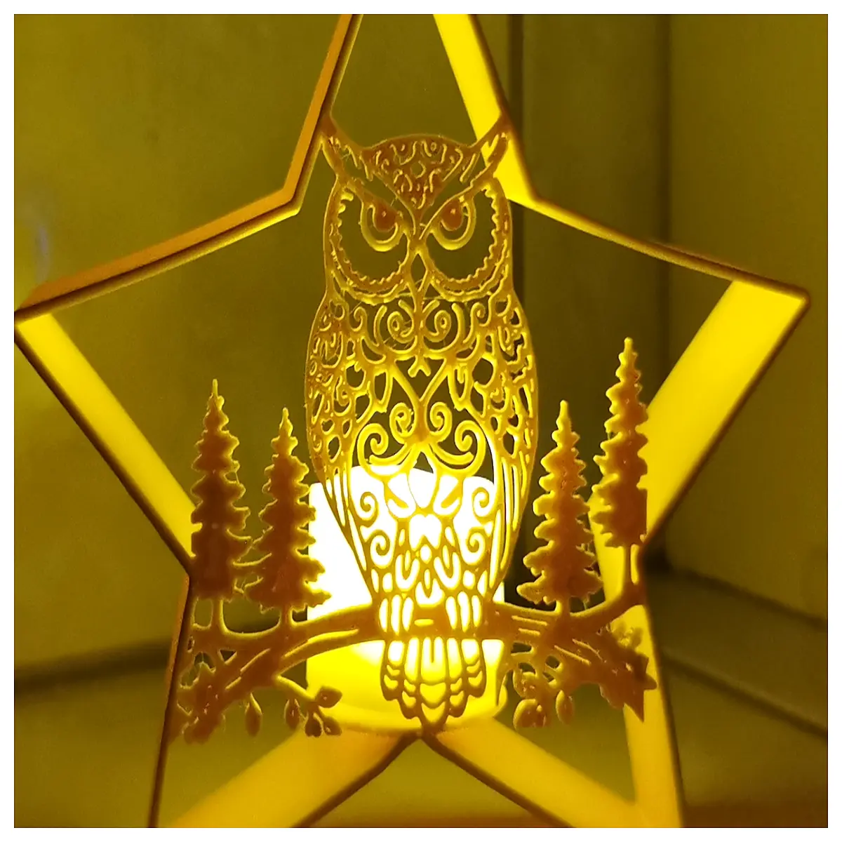 cute owl tea candle holder starry night decor cozy bedroom ambiance lighting her aesthetic home accessories