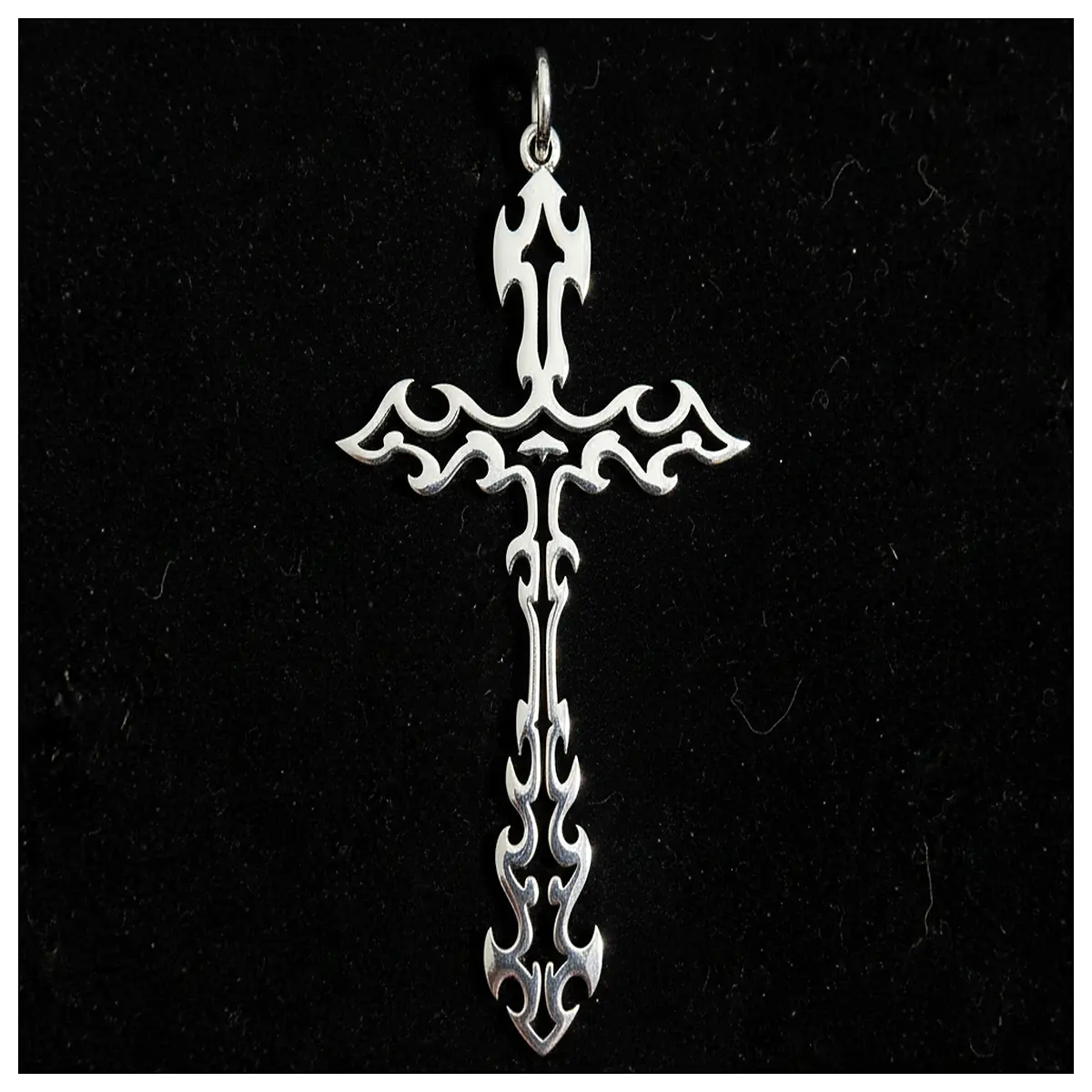 men s stainless steel flame cross necklace gothic punk jewelry fire pendant for men edgy christian faith accessories