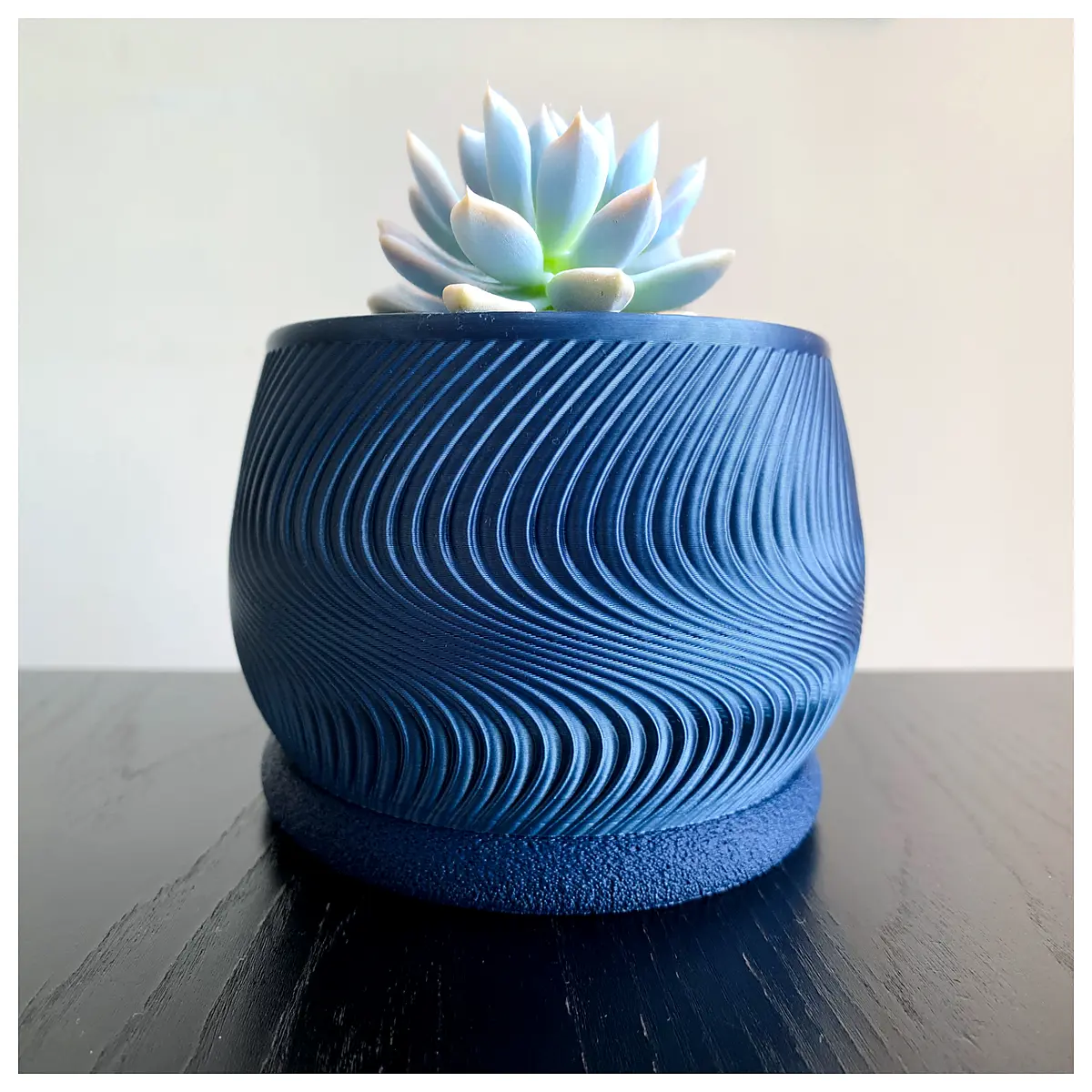 blue ceramic spiral planter pot for succulents indoor home decor