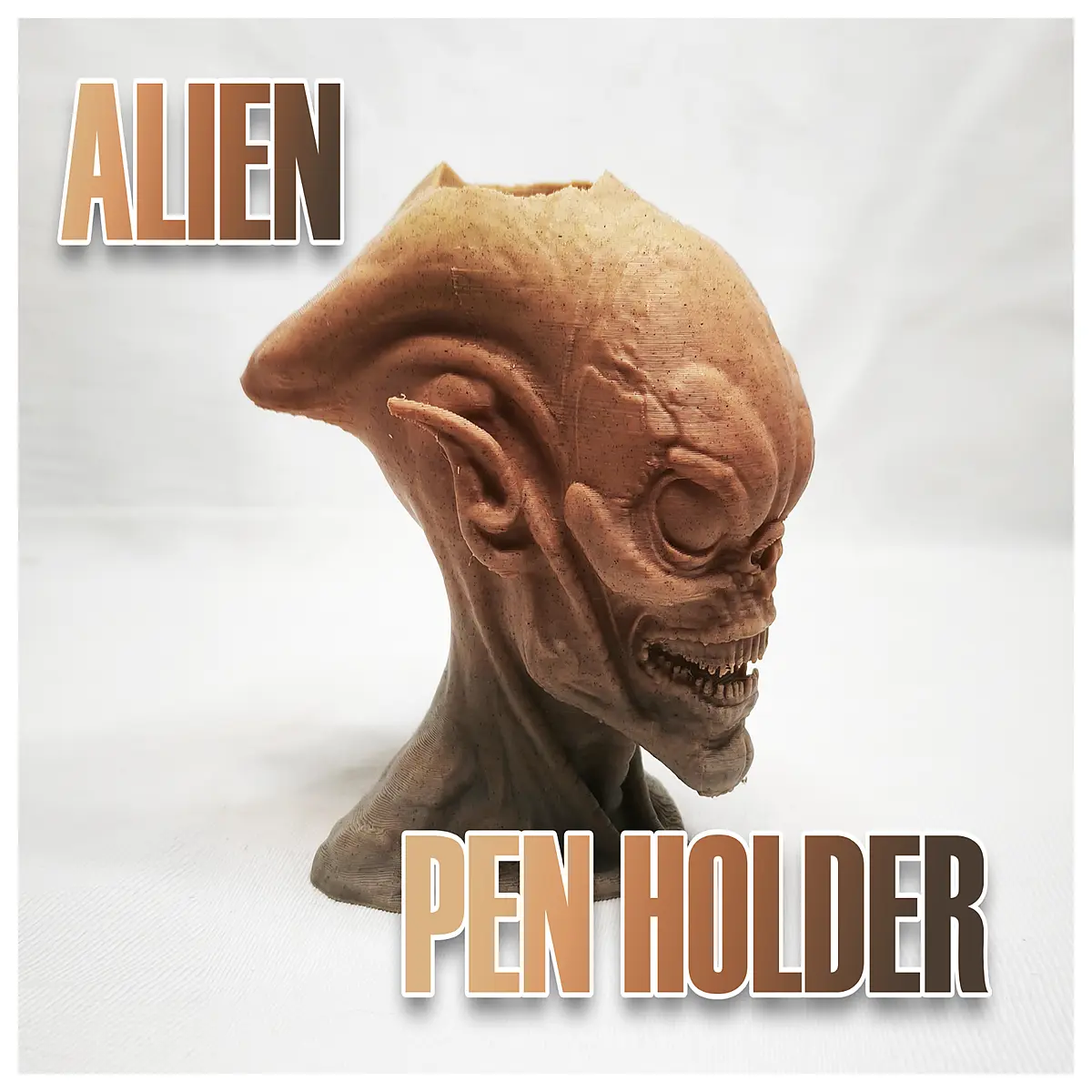 alien head pen holder desk organizer sci fi gadget for gamers office supplies