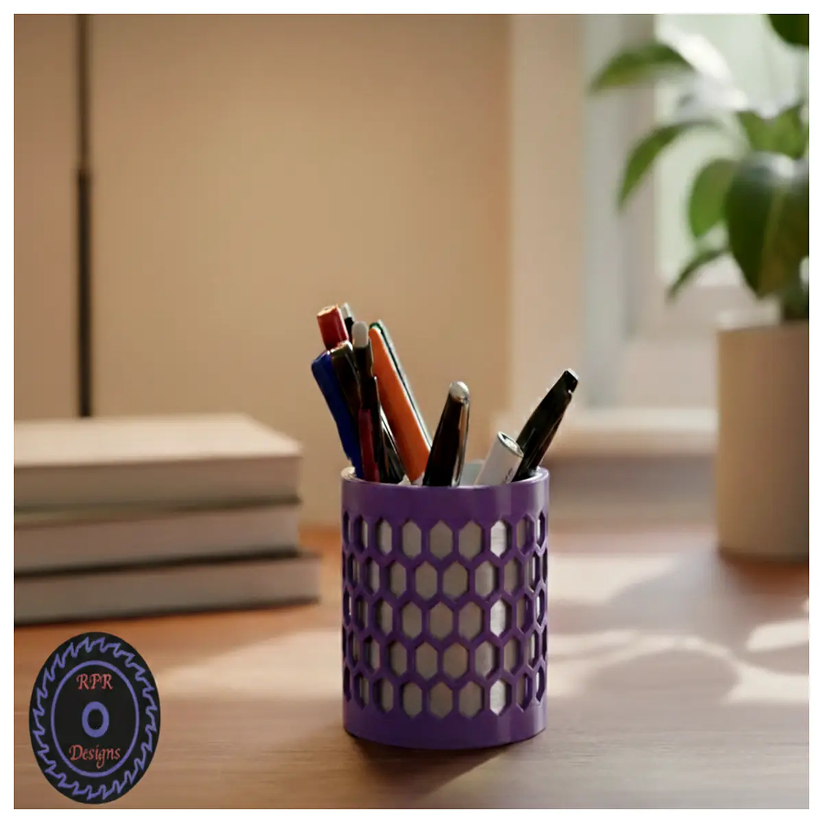 modern geometric desk organizer pen holder dual color acrylic storage box for office supplies