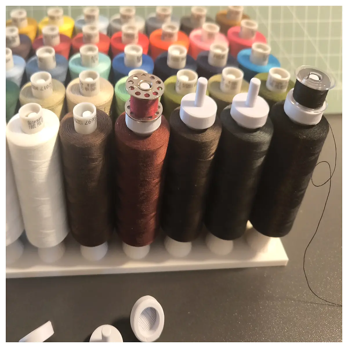 sewing thread spool holder with bobbin storage case organizer box for craft supplies