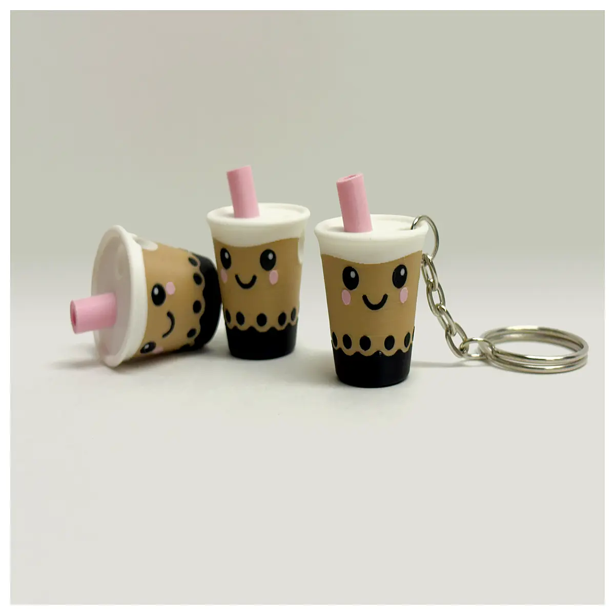 cute boba tea keychain milk tea charm bag pendant kawaii accessory