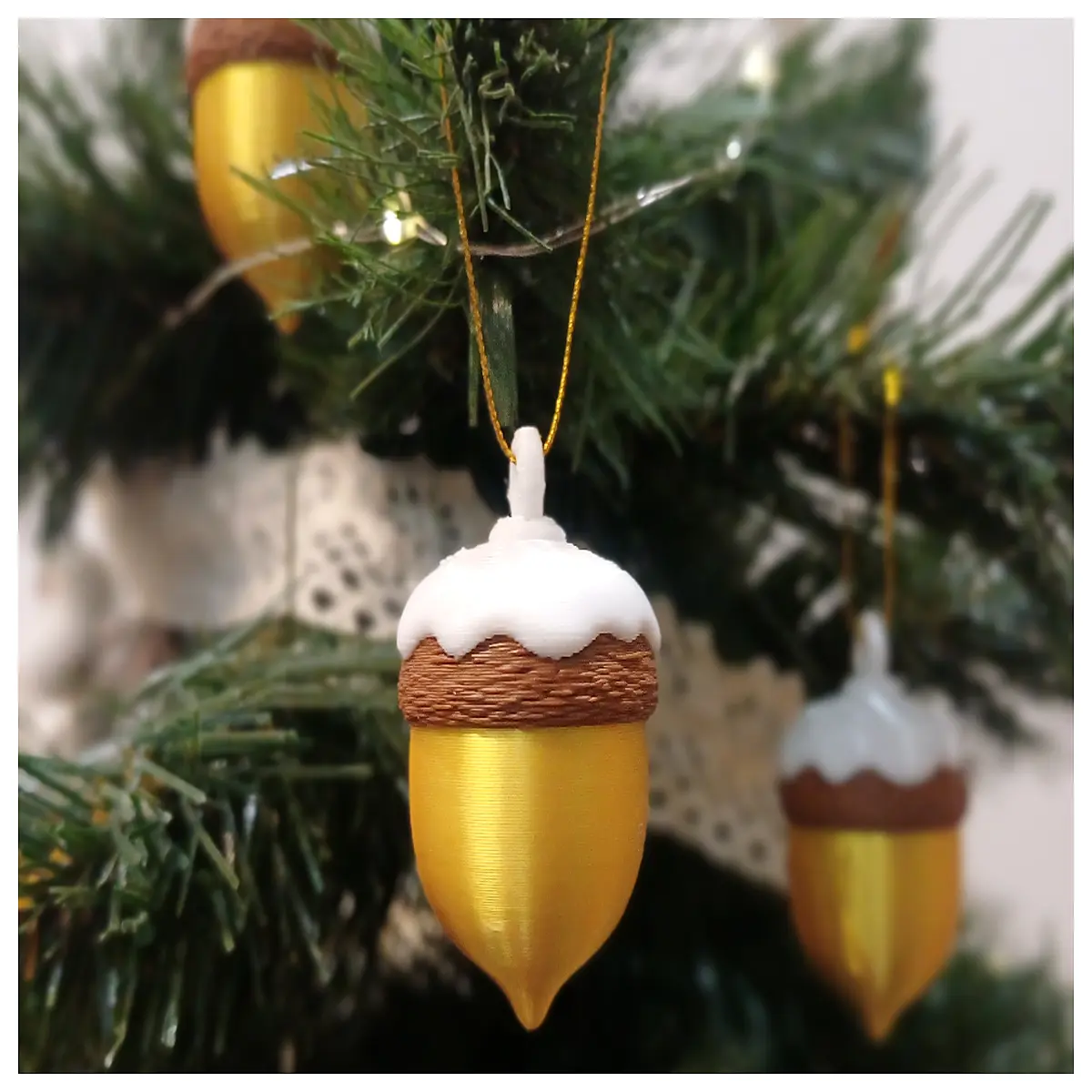 snowy acorn ornament winter decor holiday tree hanging