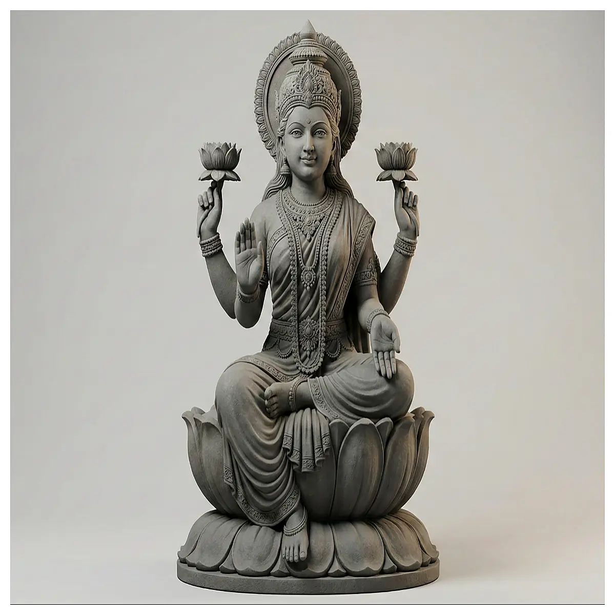 mahalakshmi idol gold resin home puja altar decor spiritual blessing statue goddess of wealth