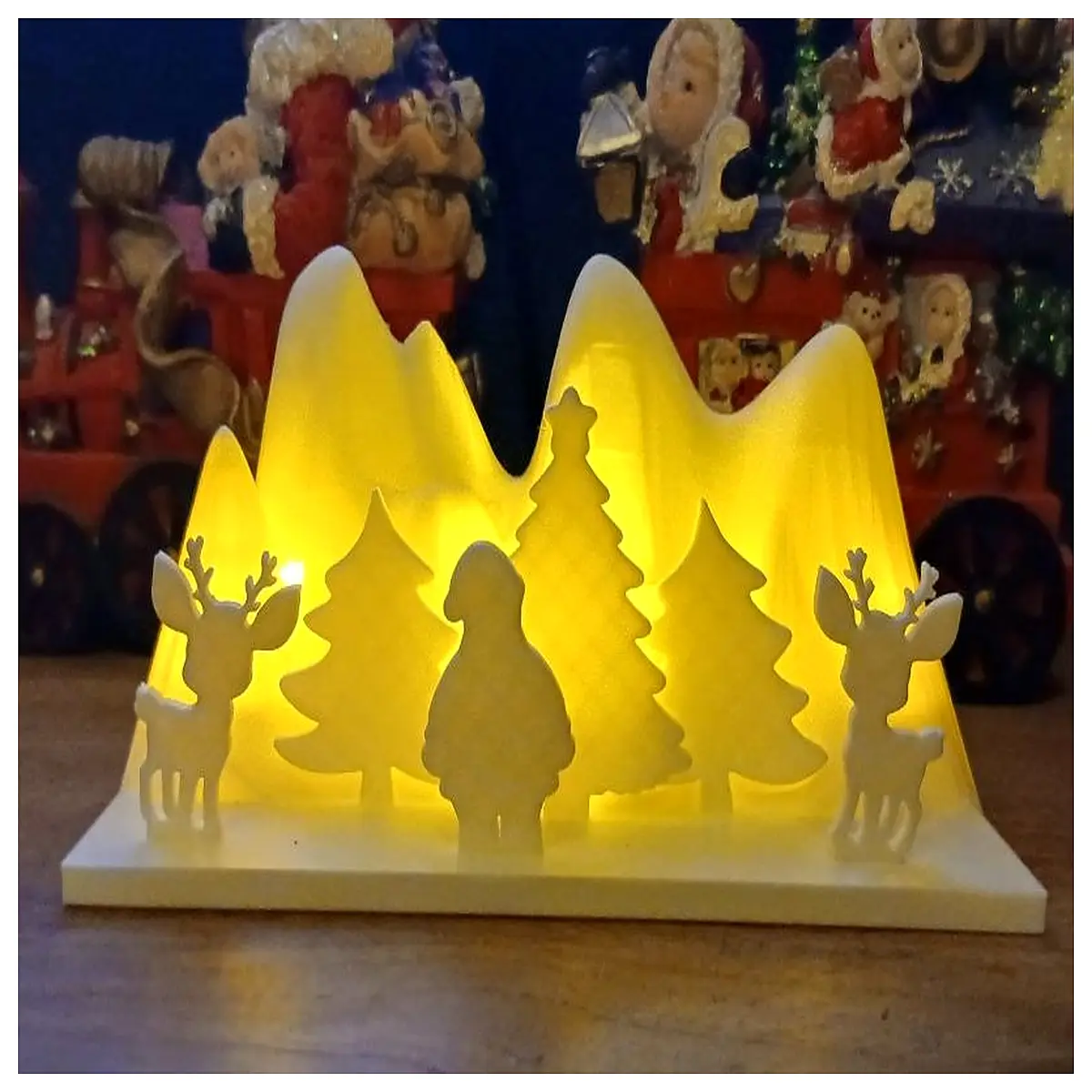 christmas village candle holder with figurines snow mountain winter scene tea holder for holiday table decor