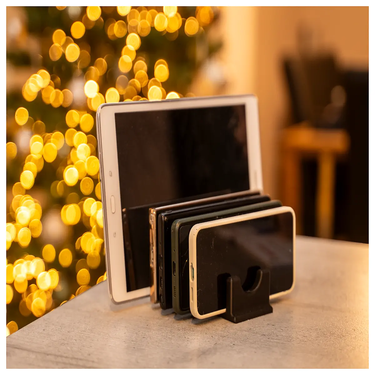 multi device organizer for phone tablet desktop holder charging station