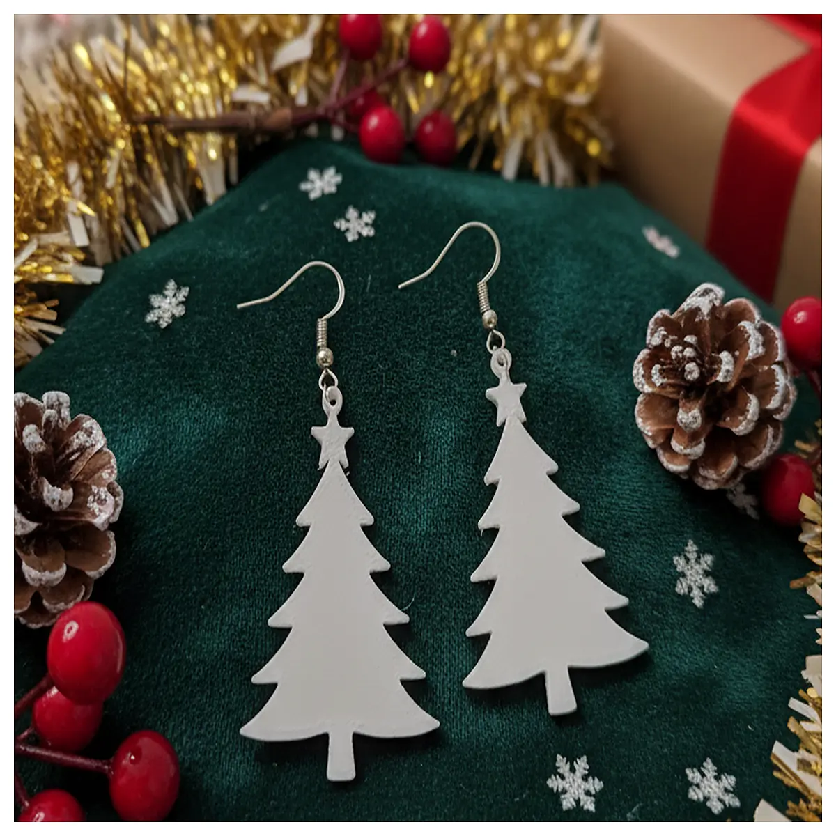 christmas tree earrings for women festive holiday party jewelry dangle drop studs