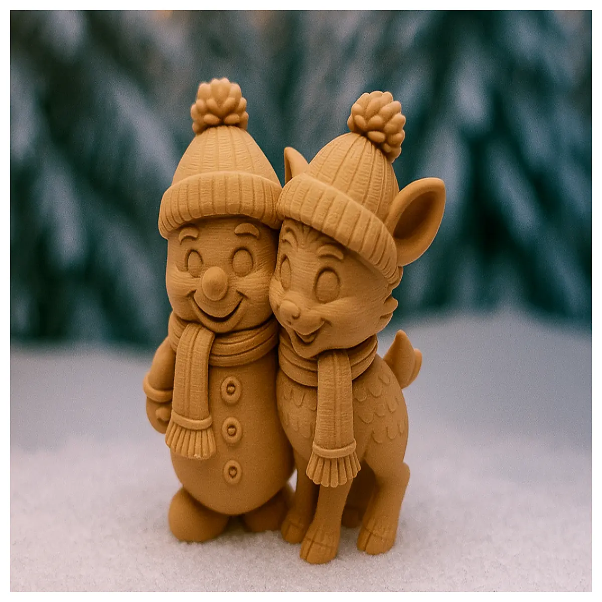 winter holiday snowman and reindeer duo plush decoration for christmas tree mantel shelf