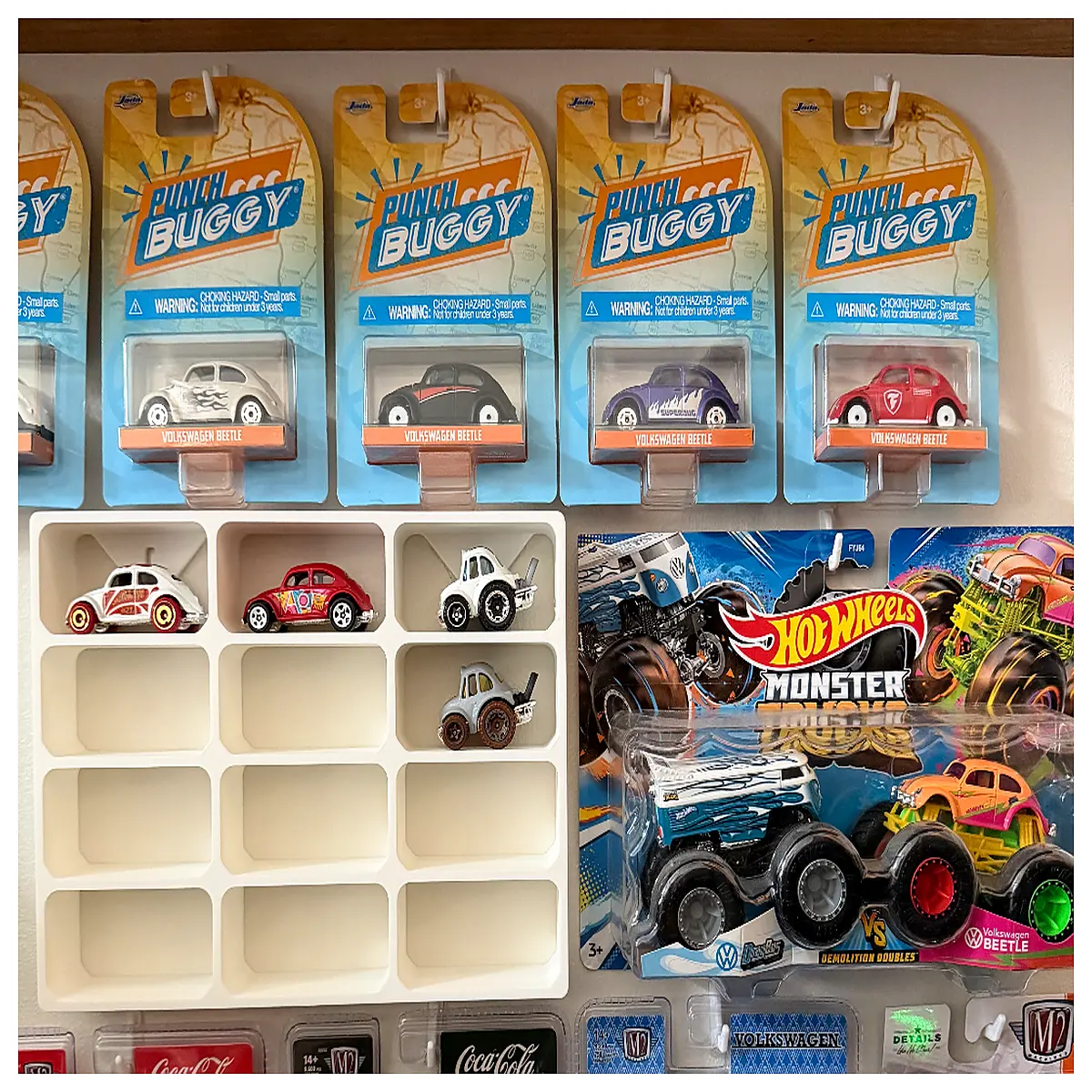 hook wall mount organizer for toy cars garage storage rack