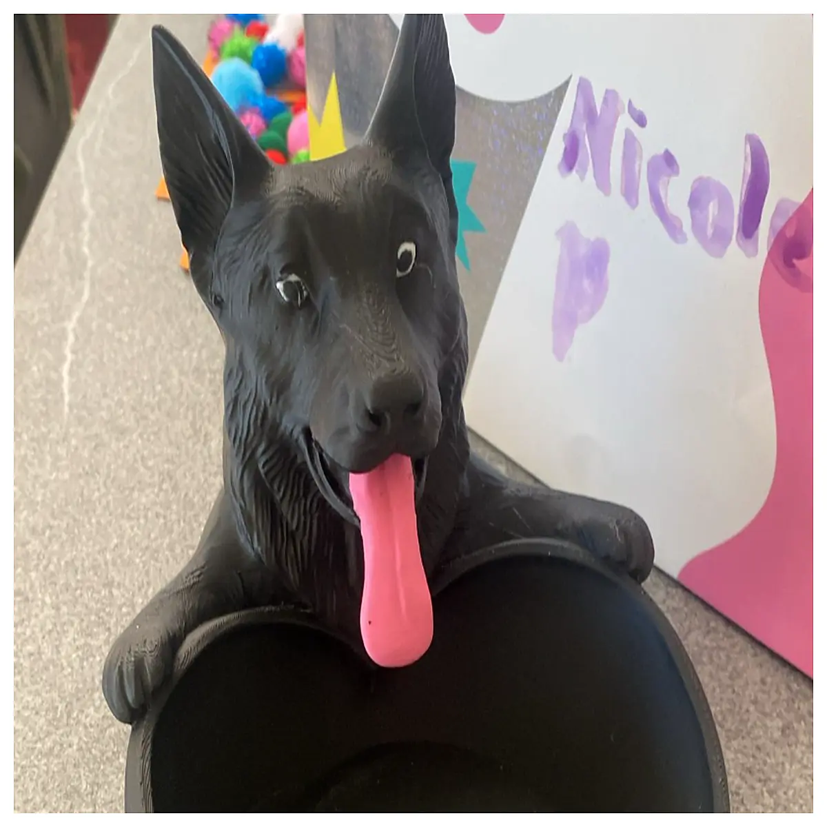 funny german shepherd dog bowl cute pet food dish holder for large dogs funny animal feeding station
