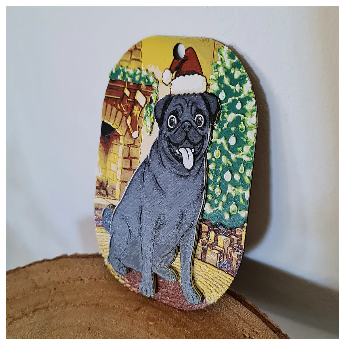 christmas pug dog ornament holiday party decor festive pet accessories
