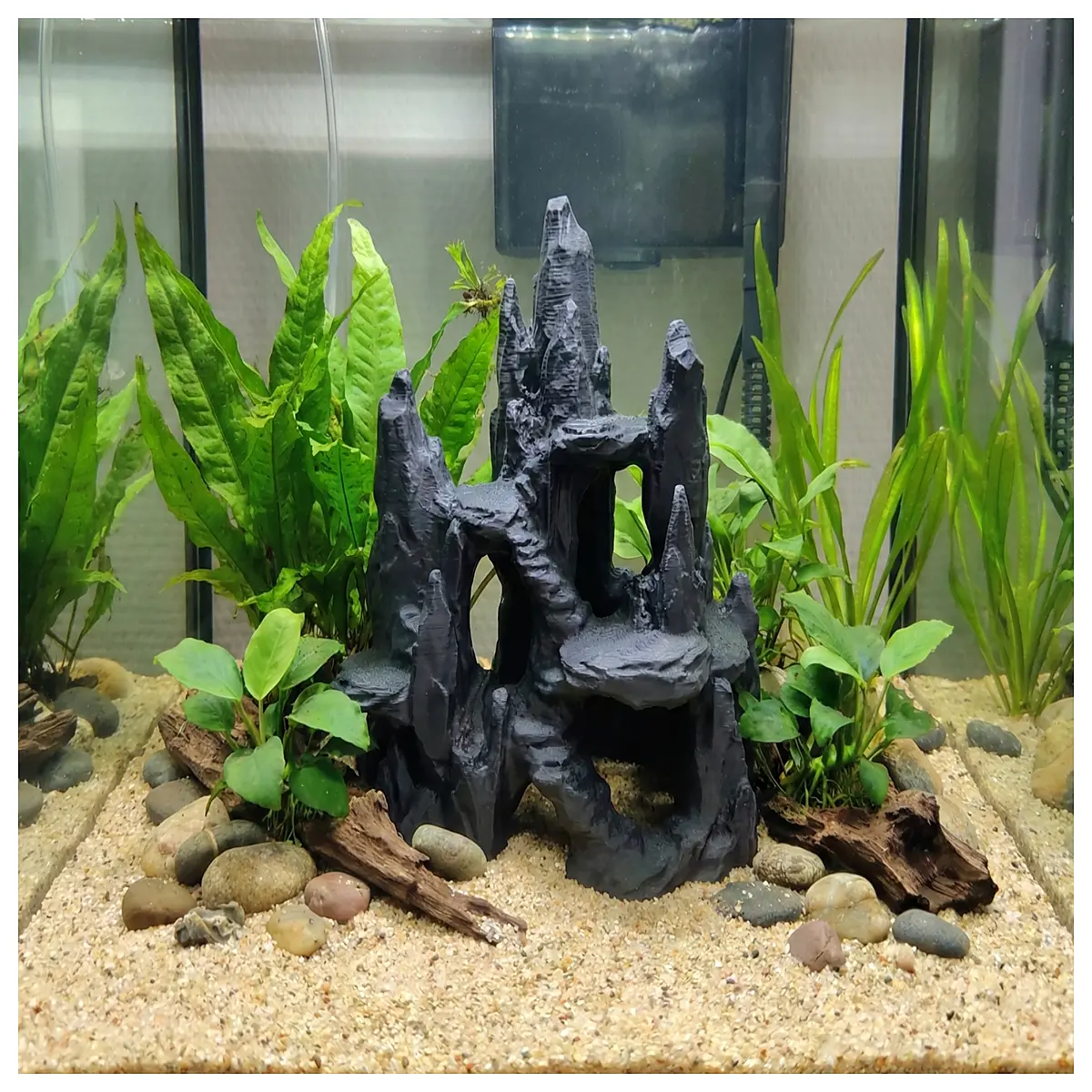 aquascape rock castle hideout for fish reptile terrarium decoration cave shelter