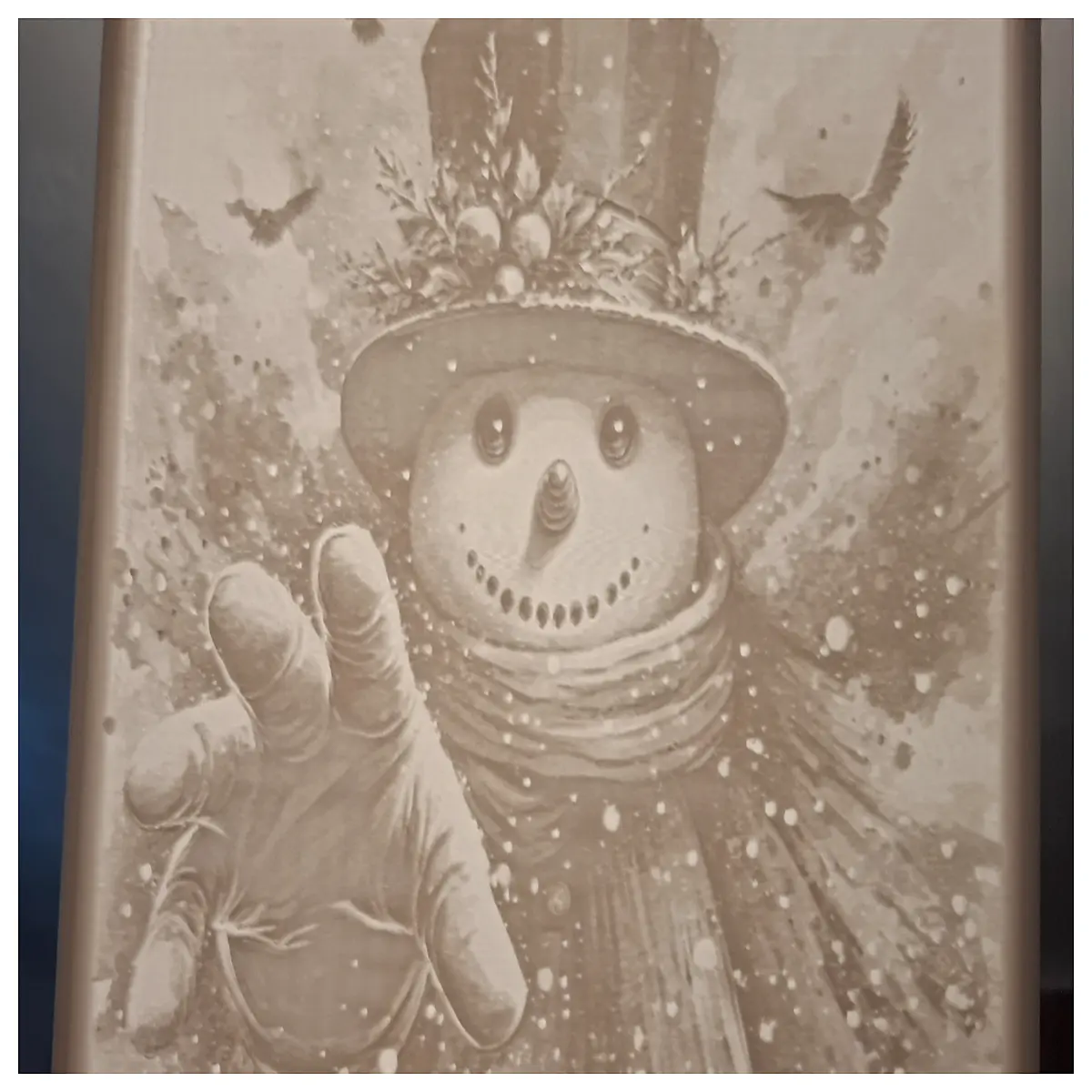 snowman night with translucent relief design glowing snowman decor for kids room carved snowman