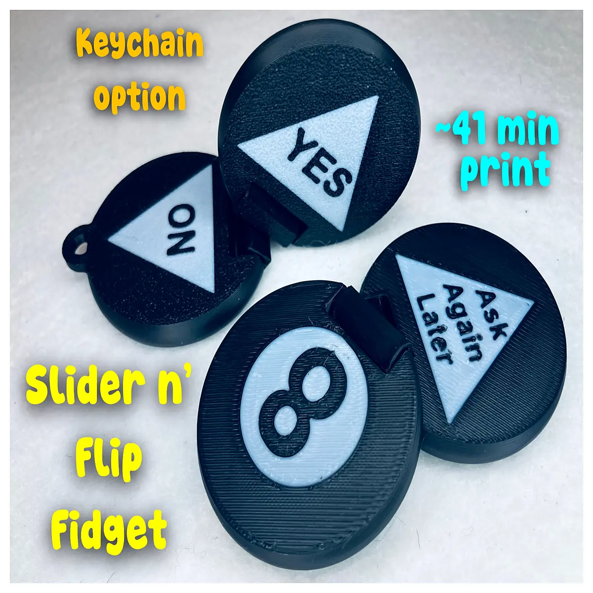 8 ball fidget slider keychain stress relief toy anti anxiety for kids adults pocket gadget