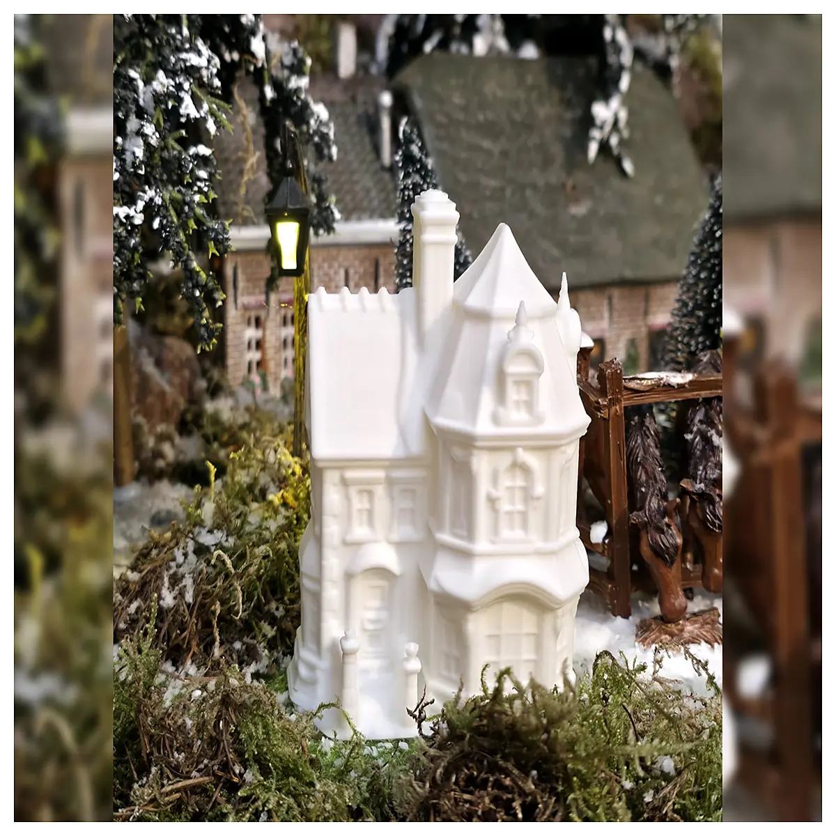 cozy frosted glass cabin ornament for christmas tree holiday decor winter village scene