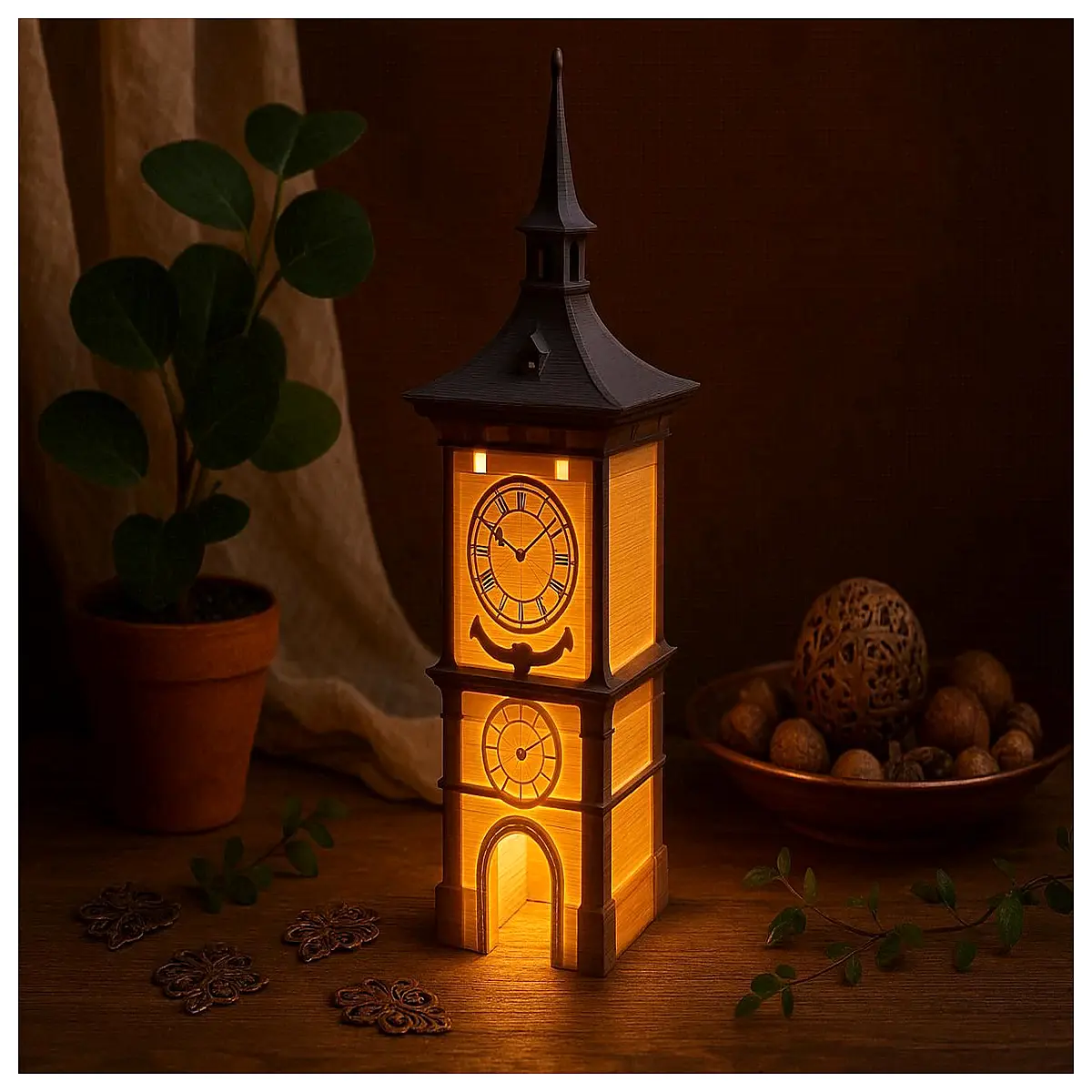 antique clock tower vintage church bell tower decor historical architecture for home shelf