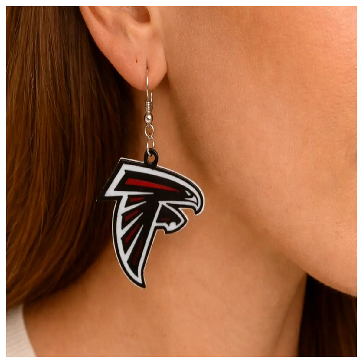 atlanta falcons dangle earrings for women team jewelry silver hoop gifts