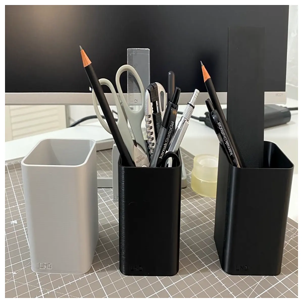 laser engraved pen holder desk organizer metal cylinder for office supplies