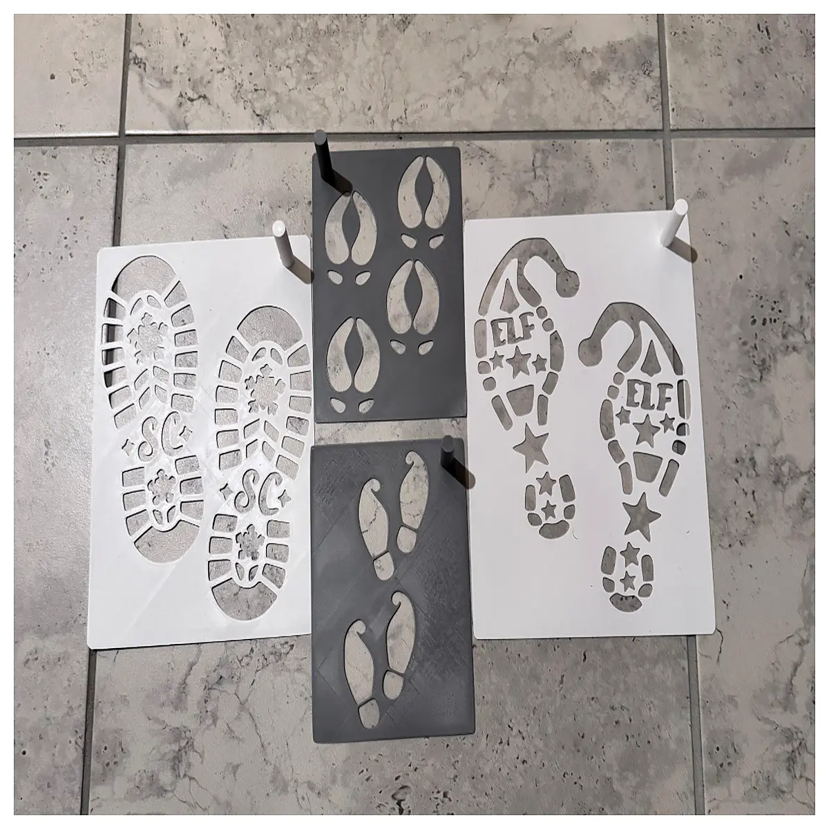 christmas footprint stencil santa elf reindeer kids craft holiday decor diy