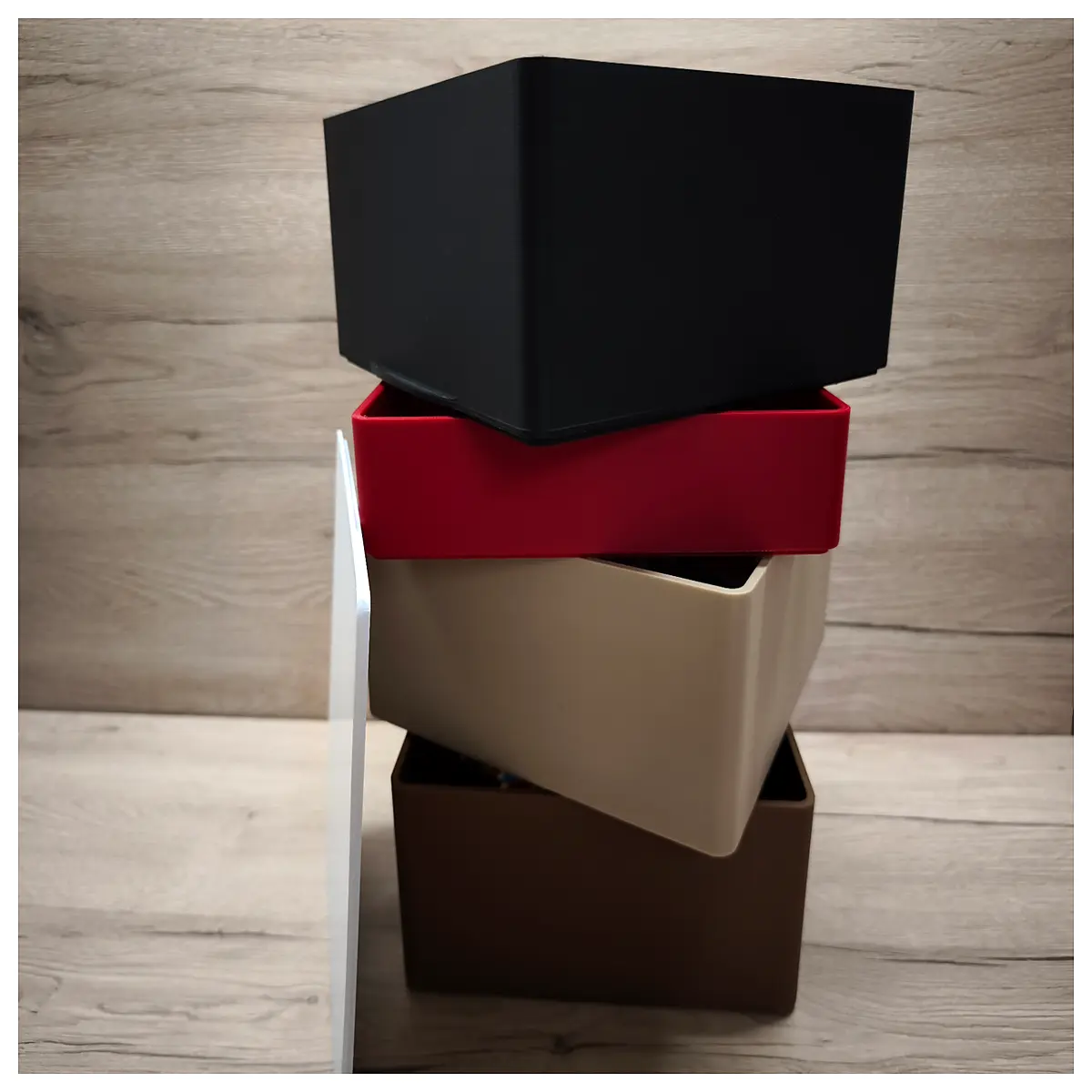 stackable storage boxes with lids plastic organizer bins for closet shelves home office deep crate