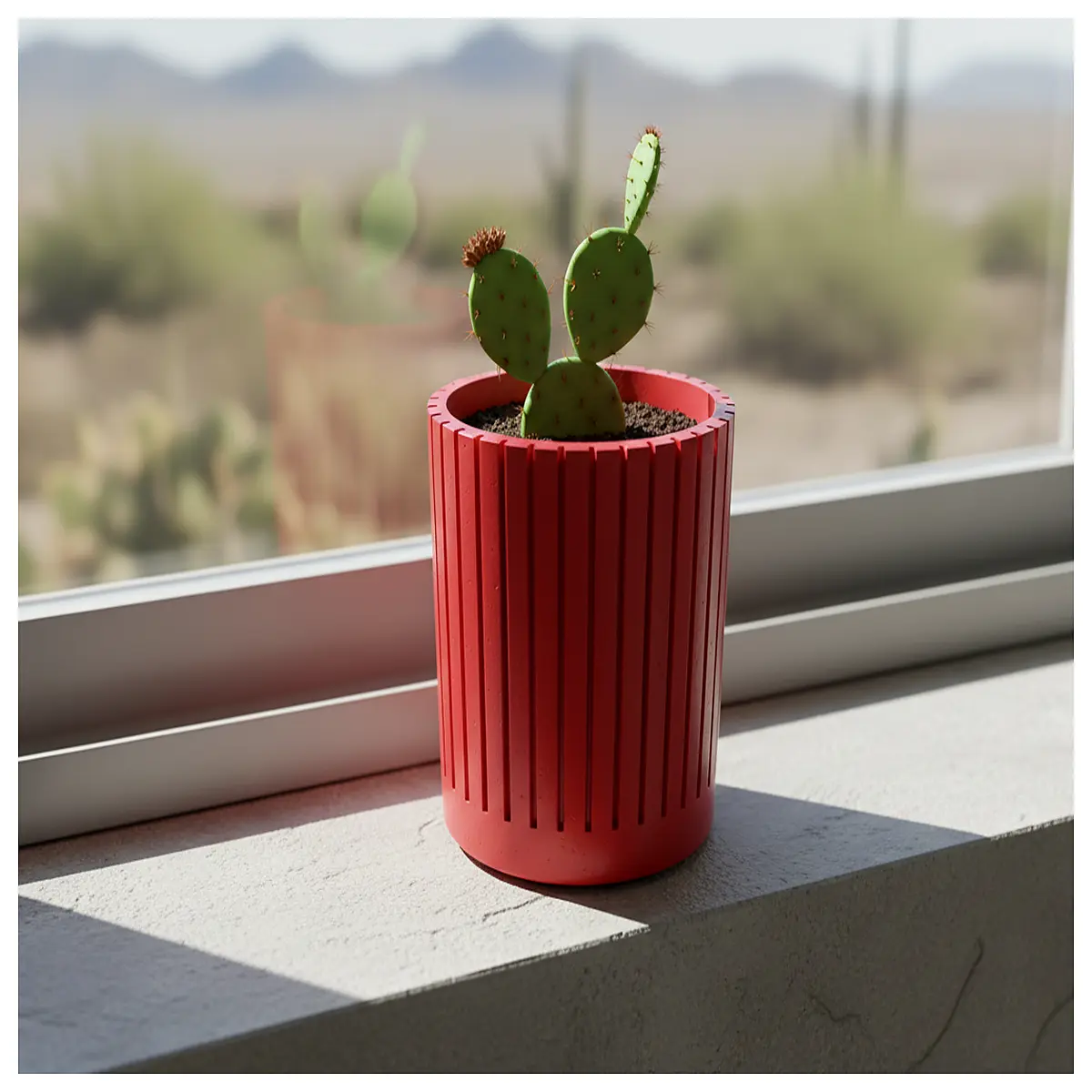 textured cactus pot succulent planter ceramic geometric modern indoor plant container