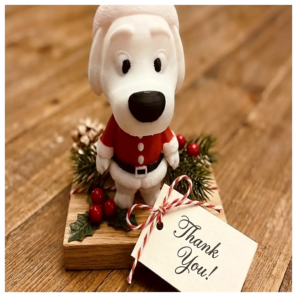 christmas dog mini figurine multi color print holiday home decor resin statue for mantel shelf gift