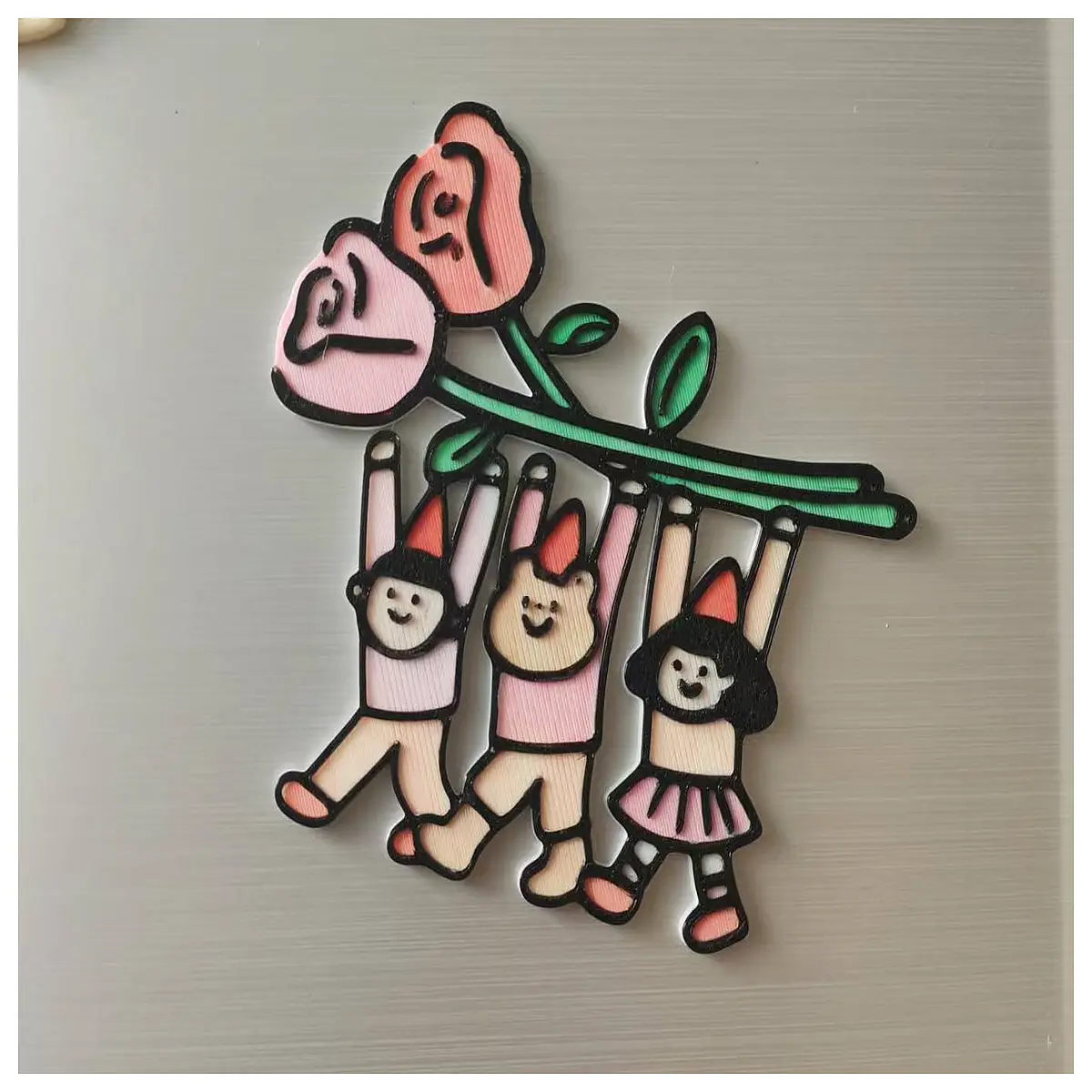 cute holding flower figurine fridge magnet decorative home decor kitchen floral art refrigerator sticker
