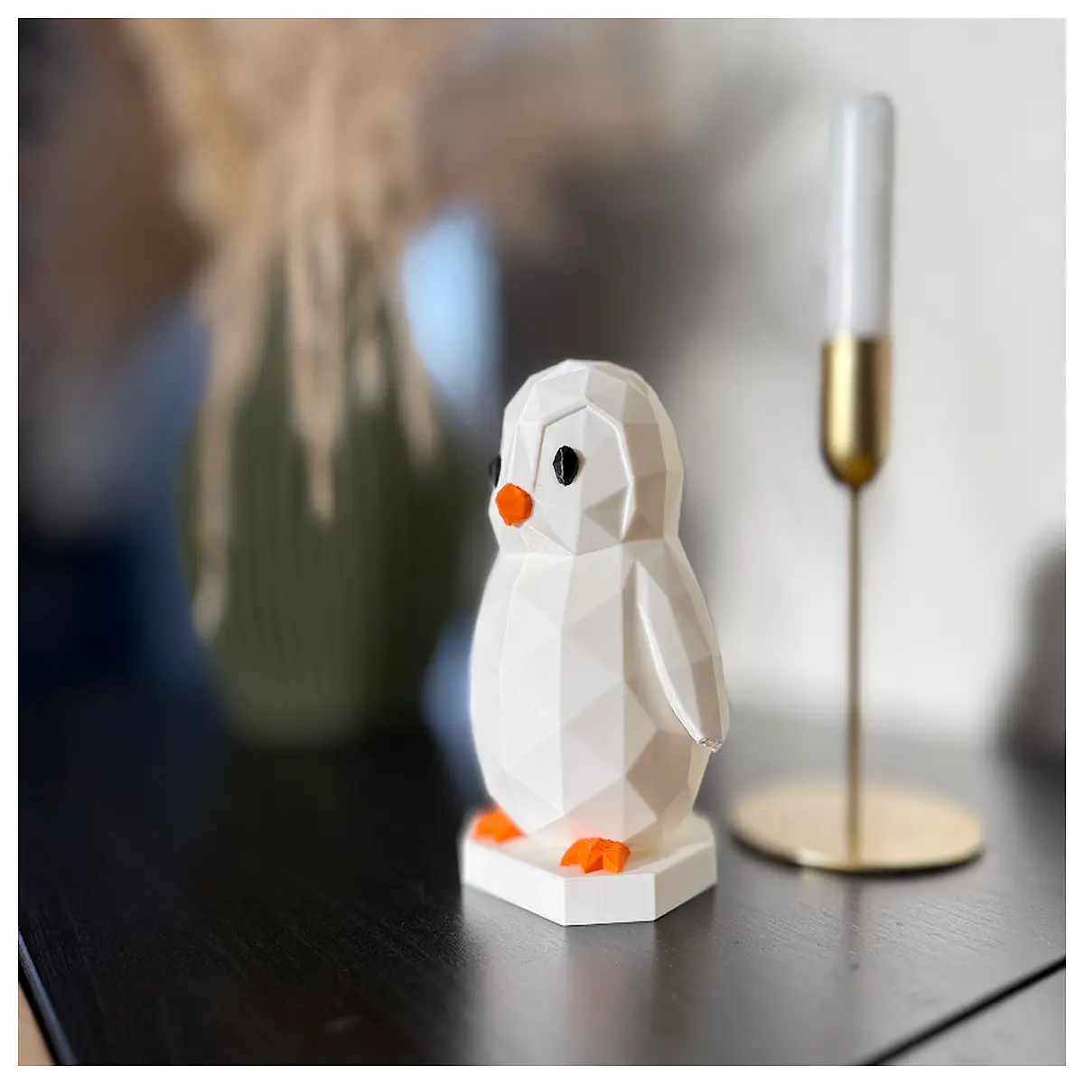 low poly penguin figurine for desk decor geometric animal toy modern minimalist art piece cute office accessory