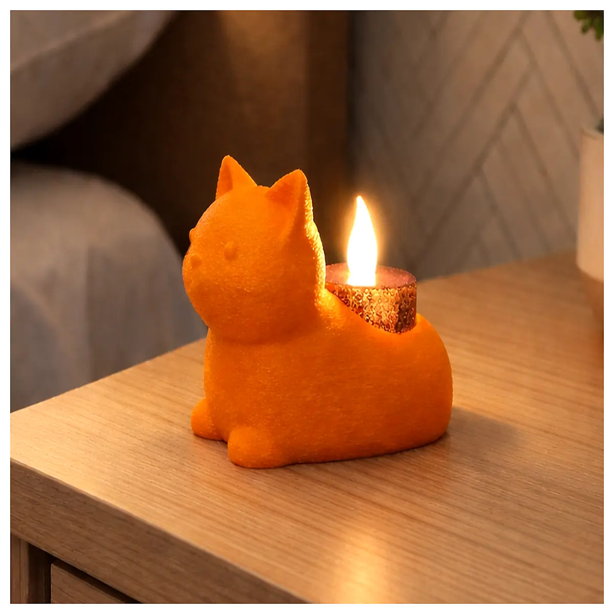 cute cat candle holder tea home decor cozy reading nook her
