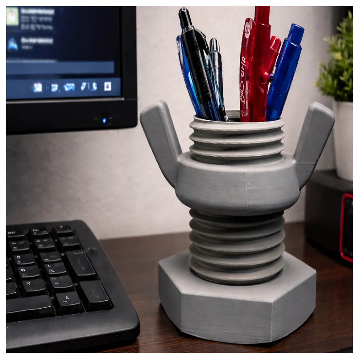 desk organizer with bolts and wing nuts for screws storage industrial style desktop caddy