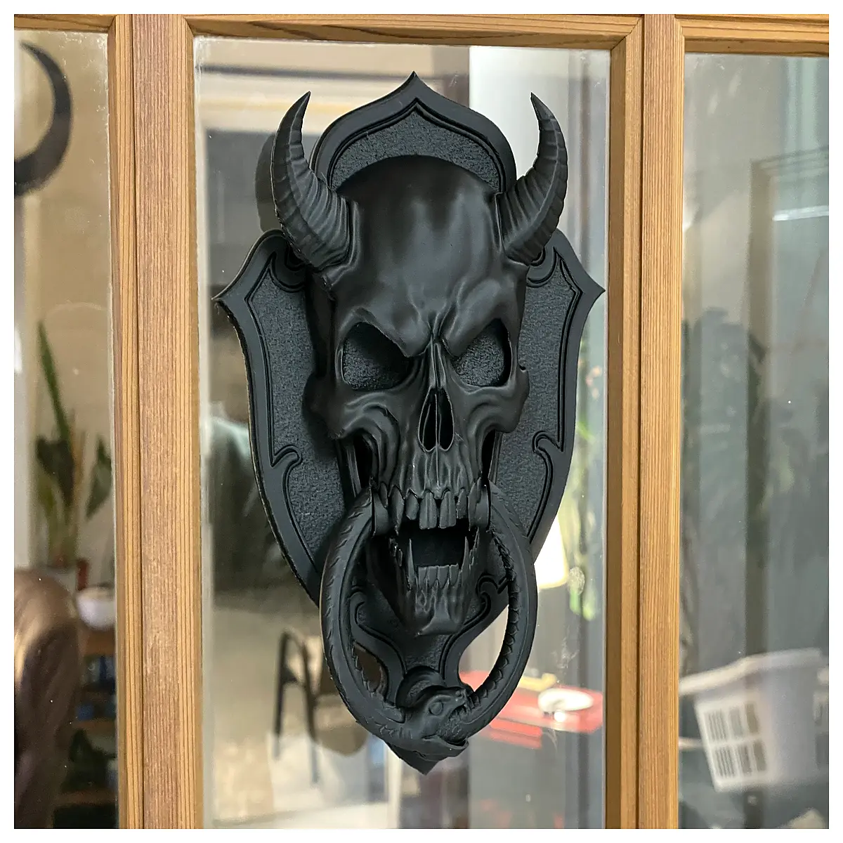 halloween door knocker demon skull spooky house decor scary entrance accent