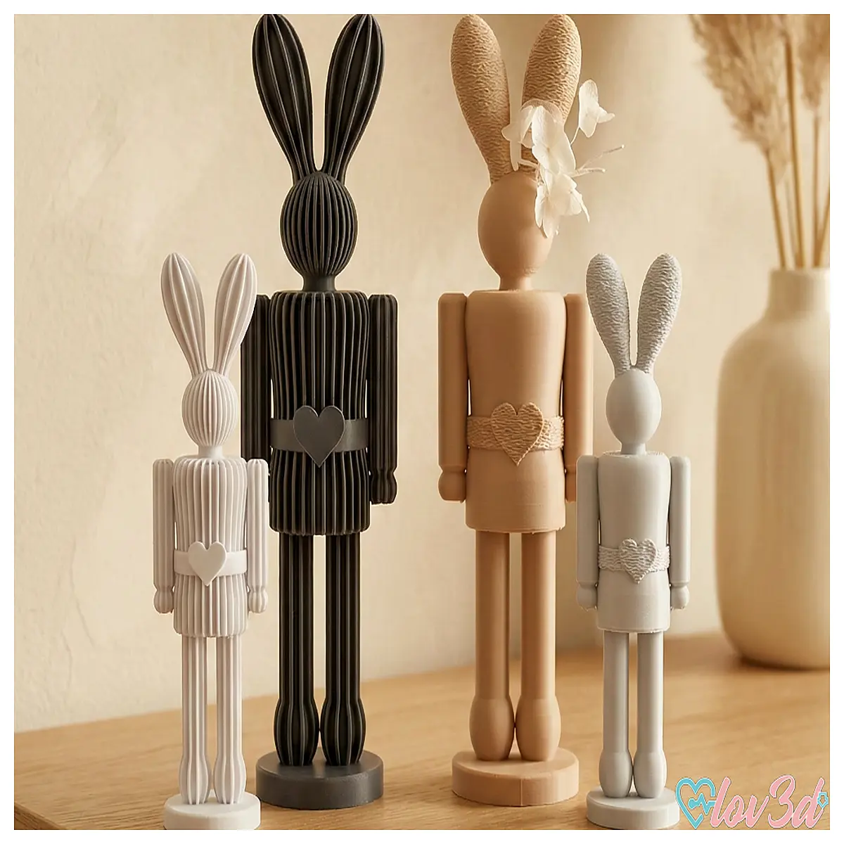 easter bunny nutcracker decoration wooden rabbit soldier figurine for holiday table centerpiece spring home decor gift
