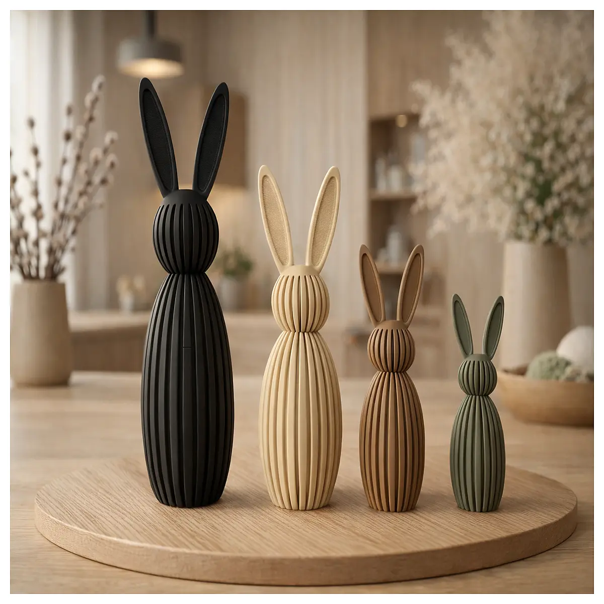 scandinavian easter bunny decor modern minimalist wooden rabbit figurine for home shelf spring holiday decoration