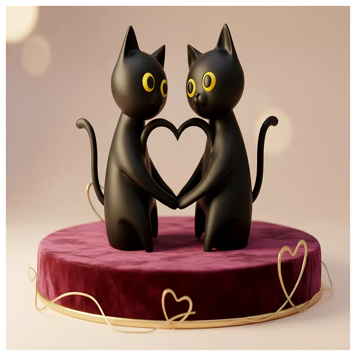 cute black cat couple figurines for home decor romantic him and her adorable pet statues for shelf