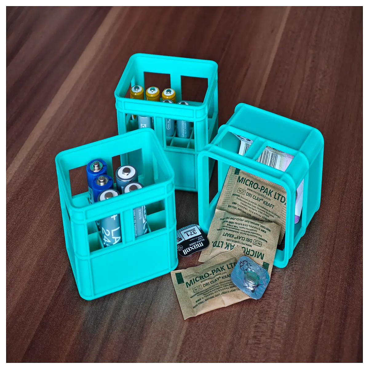 stackable battery organizer box with divider for aa aaa 9v storage plastic charging station case